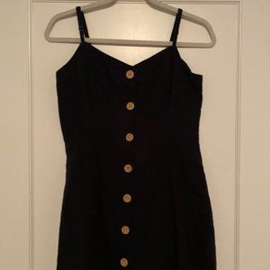 Urban Outfitters Linen Button Up Black Dress